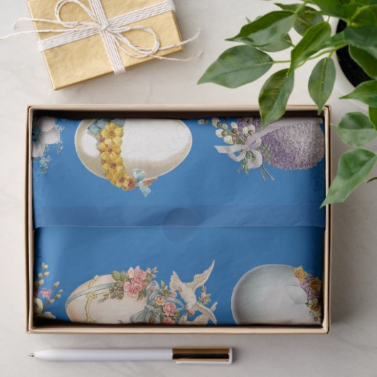 Oogreuen, stropers, WITTE DOVEN, BLAUW Tissuepapier (Geschenk)