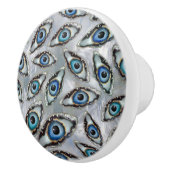 Oogschilfers en kristallen op parels keramische knop (Rechts)