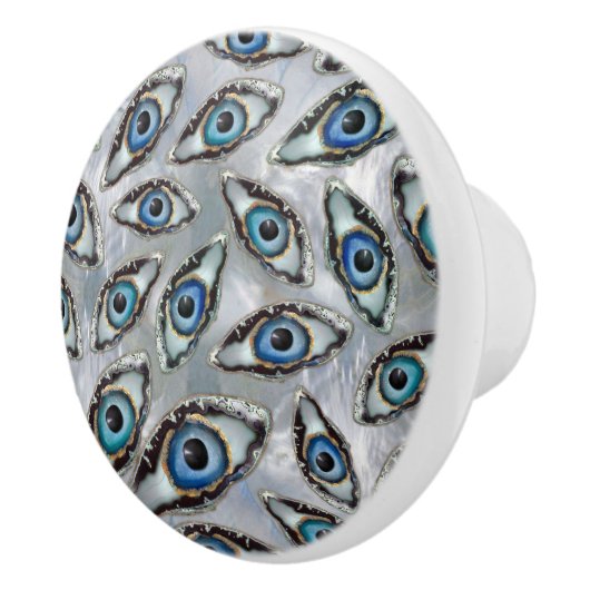 Oogschilfers en kristallen op parels keramische knop (Rechts)