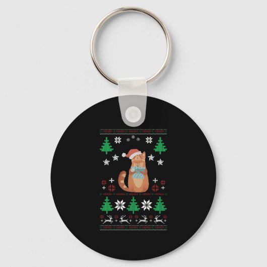 Oogse kerstkat sleutelhanger (Voorkant)