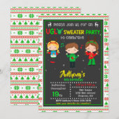 Oogse sweater party-uitnodiging kerstverjaardag kaart (Voorkant / Achterkant)