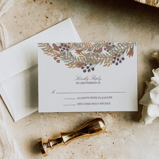 Oogst Berry Krans Wedding RSVP Reactie Kaartje
