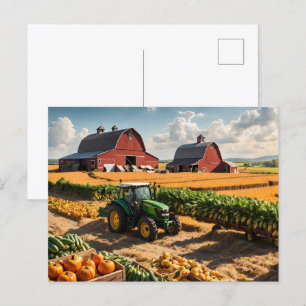 Oogst bij boerderij briefkaart