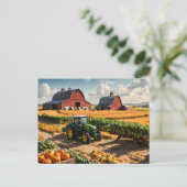Oogst bij boerderij briefkaart (Staand voorkant)