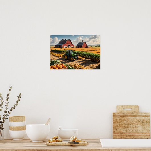 Oogst bij boerderij poster (Keuken)