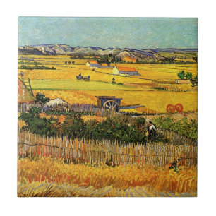 Oogst bij La Crau, Montmajour door Vincent van Gog Tegeltje