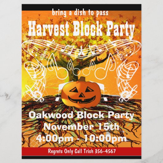 Oogst Block Party Evenement of Herfst Evenement Fl Flyer (Voorkant)