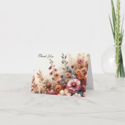 Oogst bloemblaadjes en geschilderde lucht bedankkaart (Voorkant)