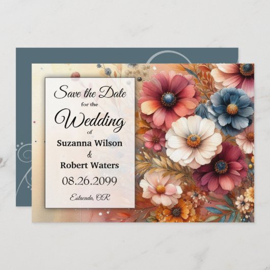 Oogst bloemblaadjes en geschilderde lucht kaart (Voorkant / Achterkant)