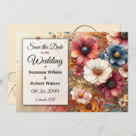 Oogst bloemblaadjes en geschilderde lucht kaart