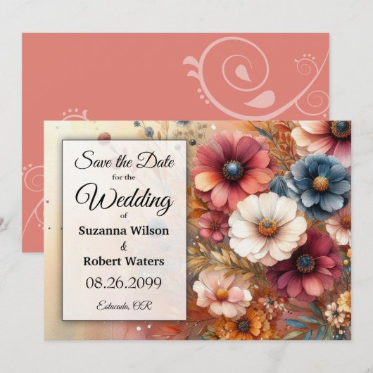 Oogst bloemblaadjes en geschilderde lucht kaart (Voorkant / Achterkant)