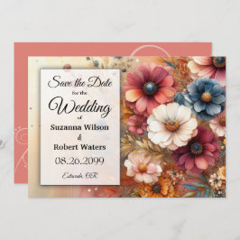 Oogst bloemblaadjes en geschilderde lucht kaart