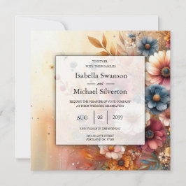 Oogst bloemblaadjes en geschilderde lucht kaart