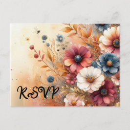 Oogst bloemblaadjes en geschilderde lucht uitnodiging briefkaart