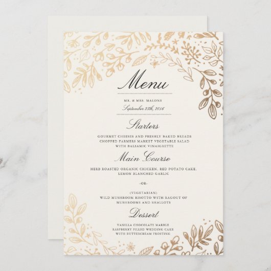 Oogst Bloemen Bruiloft Menu (Voorkant / Achterkant)