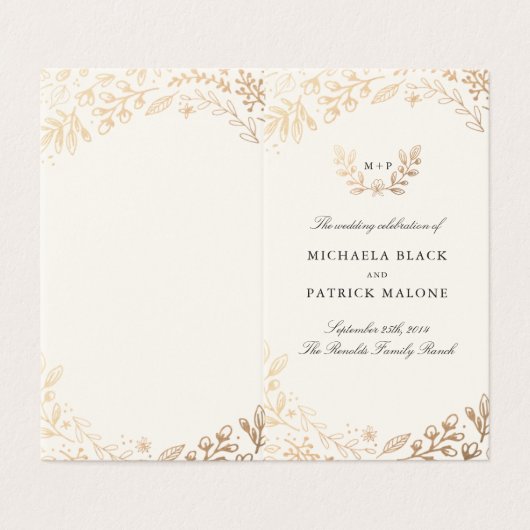 Oogst Bloemen Mini Bruiloft Programma (Buitenkant ongevouwen)