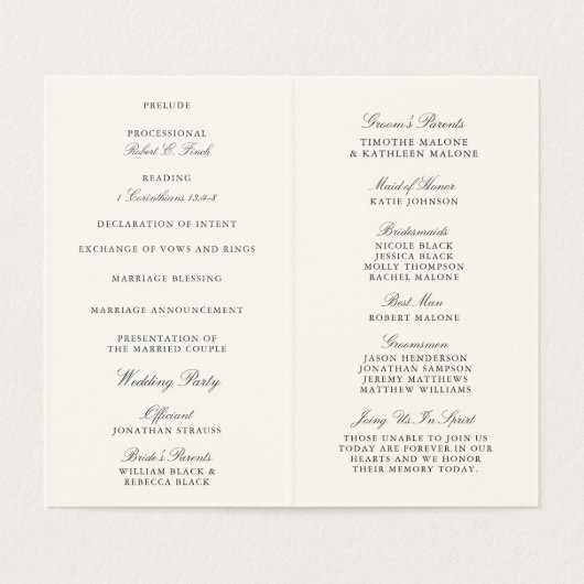 Oogst Bloemen Mini Bruiloft Programma (Binnenkant ongevouwen)