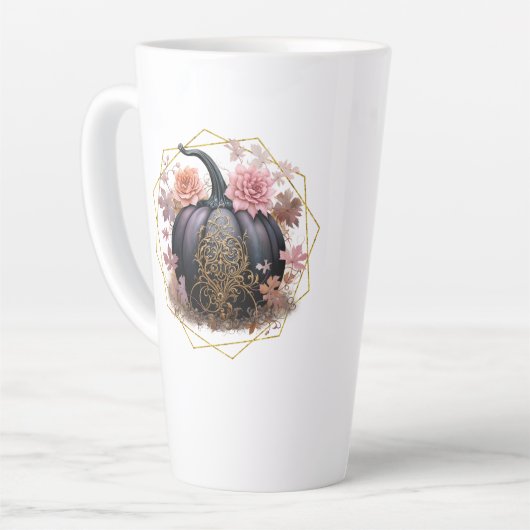 Oogst bloemenmonogram latte mok (Linkerhoek)