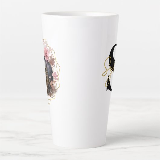 Oogst bloemenmonogram latte mok (Voorkant)