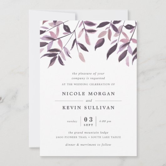 Oogst Blush | Waterverf bruiloft uitnodiging (Voorkant)