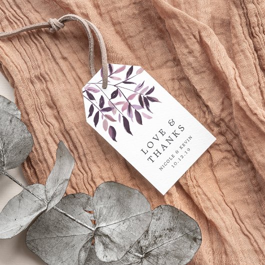 Oogst Blush Waterverf Foliage Weddenschap Hartelij Cadeaulabel