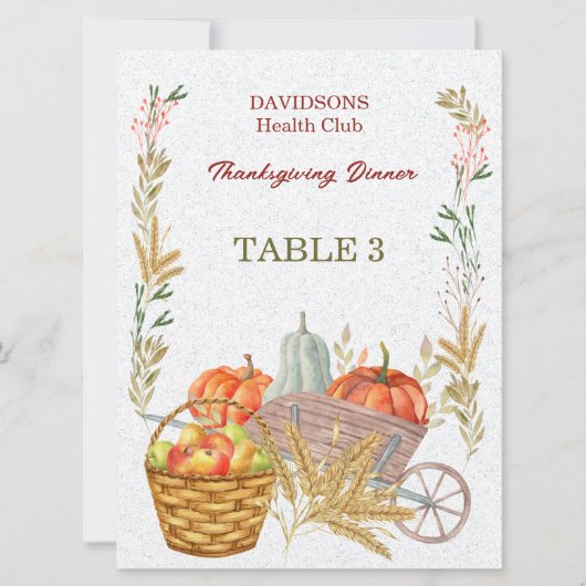 Oogst Boerderij Thanksgiving Aanpassen Tafelteken (Voorkant)