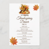 Oogst Bouquet&Fall Bladeren Thanksgiving Diner Menu (Voorkant)