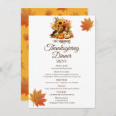 Oogst Bouquet&Fall Bladeren Thanksgiving Diner Menu (Voorkant / Achterkant)