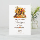 Oogst Bouquet&Herfst Bloemen Thanksgiving Diner Kaart (Staand voorkant)