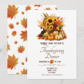 Oogst Bouquet&Herfst Bloemen Thanksgiving Diner Kaart (Voorkant / Achterkant)