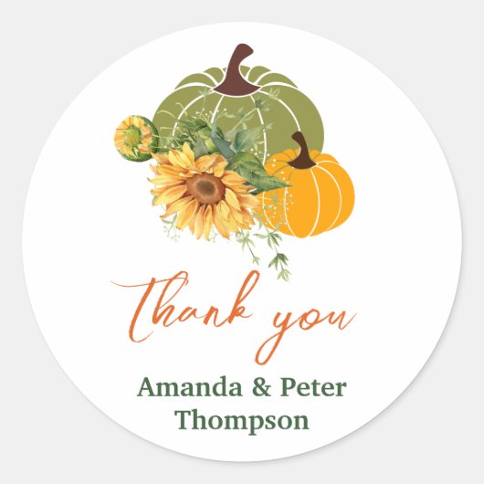 Oogst Cute Little Pumpkin Sunflower Baby shower Ronde Sticker (Voorkant)