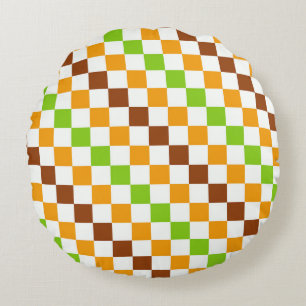 Oogst diagonaal dambordpatroon rond kussen