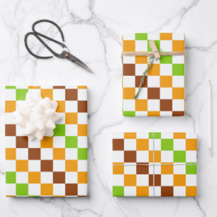 Oogst diagonaal schaakbordpatroon inpakpapier vel
