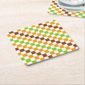 Oogst diagonaal schaakbordpatroon kartonnen onderzetters (Schuin)