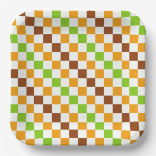 Oogst diagonaal schaakbordpatroon papieren bordje