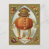 Oogst Doll Pompoen Appel Pear Corn Druif Briefkaart (Voorkant)