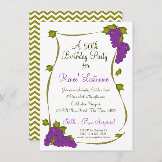 Oogst druiven 50ste verjaardag kaart (Voorkant / Achterkant)