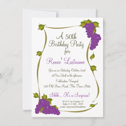 Oogst druiven 50ste verjaardag kaart (Voorkant)