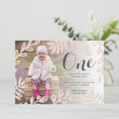 Oogst Flowers Birthday Invite Kaart (Staand voorkant)