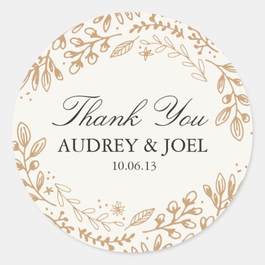 Oogst Flowers Wedding Ronde Sticker (Voorkant)