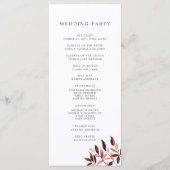 Oogst Foliage bruiloft ceremonie programma Programmakaart (Achterkant)