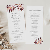 Oogst Foliage bruiloft ceremonie programma Programmakaart