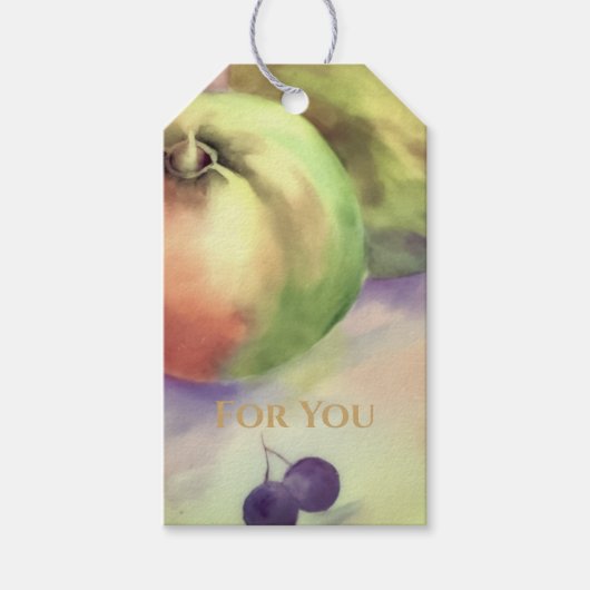 Oogst Fruit Appels Peren & Druiven Cadeaubijslage Cadeaulabel (Voorkant)