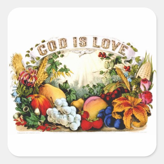 Oogst God is Love 1874 Vierkante Sticker (Voorkant)