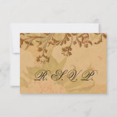 Oogst Gold en Faded Peonies Wedding RSVP Kaartje (Voorkant)
