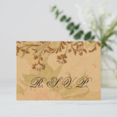 Oogst Gold en Faded Peonies Wedding RSVP Kaartje (Staand voorkant)