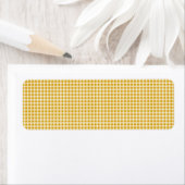 Oogst Gold en White Gingham Check geruite patroon Etiket (Insitu)