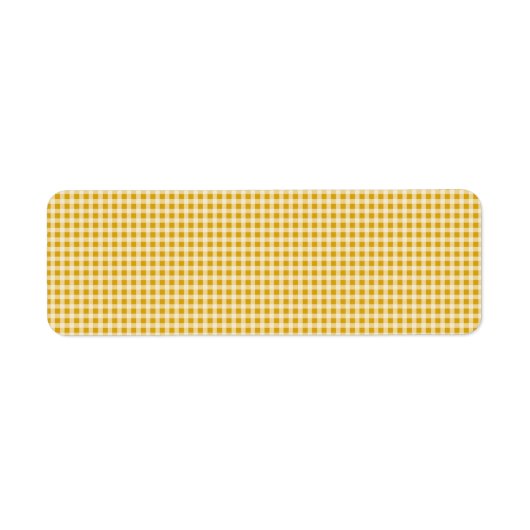Oogst Gold en White Gingham Check geruite patroon Etiket (Voorkant)