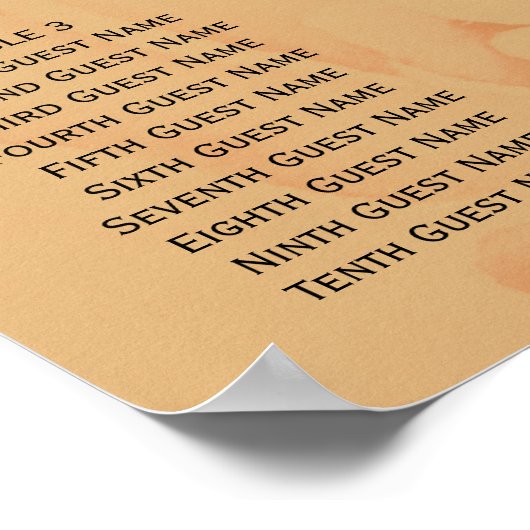 Oogst Gold Peony Pattern Boho Wedding Seating Seat Poster (Hoek)