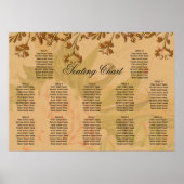 Oogst Gold Peony Pattern Boho Wedding Seating Seat Poster (Voorkant)